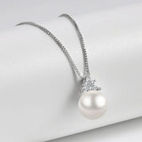 Zircon Flower Pearl Necklace 925 Silver Chain
