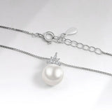 Zircon Flower Pearl Necklace 925 Silver Chain