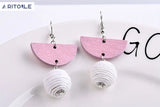 Geometric Wood Round Semicircle Earring DIY Material