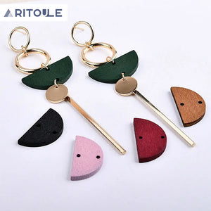 Geometric Wood Round Semicircle Earring DIY Material