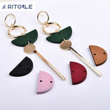 Geometric Wood Round Semicircle Earring DIY Material