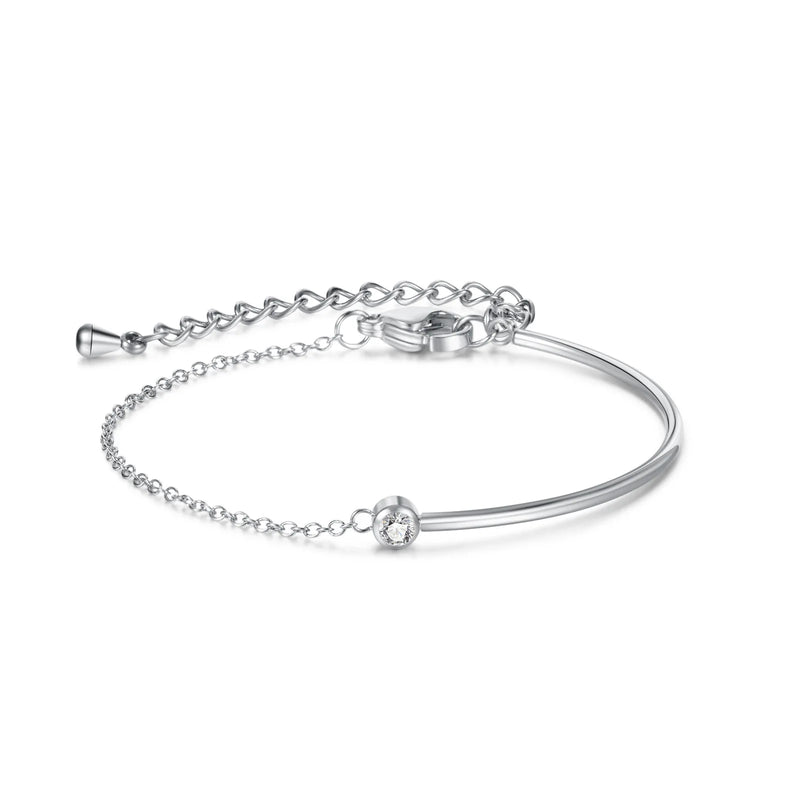 Bracelet - Stainless Steel CZ Personalized Gift Bar Hand Stamp