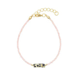 Silver Glass Beads Bracelet with Spotted Stone Crystal Bead Decoration