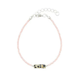 Silver Glass Beads Bracelet with Spotted Stone Crystal Bead Decoration