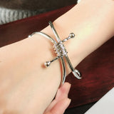 Metal Knot Cuff Bangles For Women Statement Open Alloy Bracelet