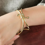 Metal Knot Cuff Bangles For Women Statement Open Alloy Bracelet