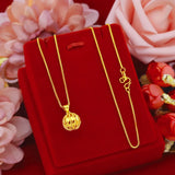 18K Women's Wedding Jewelry Hollow Ball Pendant Necklace with Chain