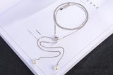 925 Silver Necklace Zirconia Pearl Long Chain Choker S-n168