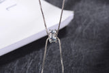 925 Silver Necklace Zirconia Pearl Long Chain Choker S-n168