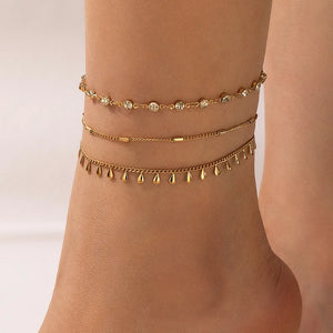 Geometric Water Drop Pendant Anklet for Women
