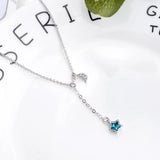 Crystal Moon Star Tassel 925 Sterling Silver Necklace For Women