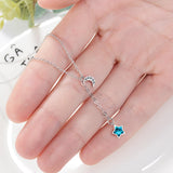 Crystal Moon Star Tassel 925 Sterling Silver Necklace For Women