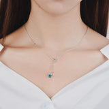 Crystal Moon Star Tassel 925 Sterling Silver Necklace For Women