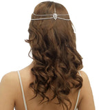 Bohemian Rhinestone Bridal Headband Chain Wedding Crystal Teardrop Band