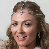 Bohemian Rhinestone Bridal Headband Chain Wedding Crystal Teardrop Band