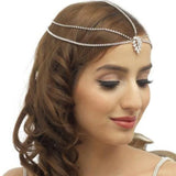 Bohemian Rhinestone Bridal Headband Chain Wedding Crystal Teardrop Band