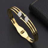 Classic V-Shape Stainless Steel Charm Cuff Bracelet