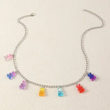 Transparent Resin Bears Necklace Girls Style Women's Jewelry