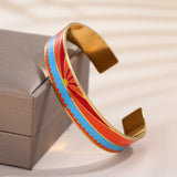Colorful Enamel Cuff Bracelet Stainless Steel Bangle