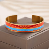 Colorful Enamel Cuff Bracelet Stainless Steel Bangle