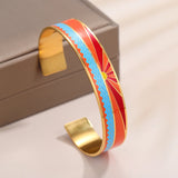 Colorful Enamel Cuff Bracelet Stainless Steel Bangle