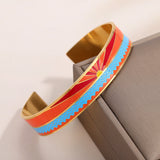 Colorful Enamel Cuff Bracelet Stainless Steel Bangle