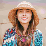 Bohemian Jewelry Set Bib Necklace Earrings Set (Red)