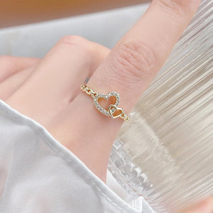 Love Heart Shape Open Ring 14k Real Bijoux Bague