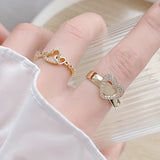 Love Heart Shape Open Ring 14k Real Bijoux Bague