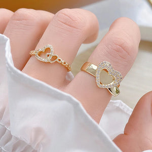 Love Heart Shape Open Ring 14k Real Bijoux Bague