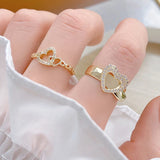 Love Heart Shape Open Ring 14k Real Bijoux Bague