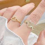 Love Heart Shape Open Ring 14k Real Bijoux Bague
