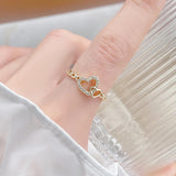 Love Heart Shape Open Ring 14k Real Bijoux Bague