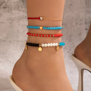 Beaded Hearts Anklet, Personalized Street Photography Jewelry