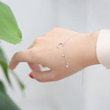 CZ Moon Star Tassel 925 Silver Bracelet for Women Girl