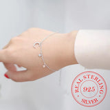 CZ Moon Star Tassel 925 Silver Bracelet Women Girl Summer Jewelry Gift