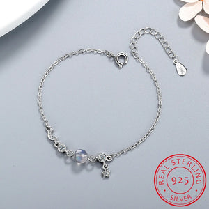 Sterling Silver Moonstone Bracelet Moon Star Tassel Gift