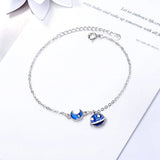 925 Silver CZ Moon Star Tassel Planet Bracelet Summer Jewelry Gift