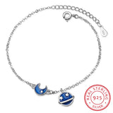 925 Silver CZ Moon Star Tassel Planet Bracelet Summer Jewelry Gift