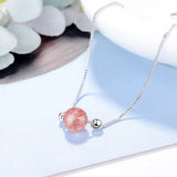 Strawberry Crystal Lucky Bead Bracelet 925 Sterling Silver Baraclet