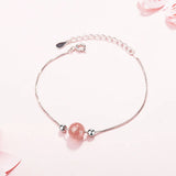 Strawberry Crystal Lucky Bead Bracelet 925 Sterling Silver Baraclet