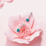 Ocean Crystal Little Star Tassel Earrings 925 Sterling Silver S-E578