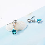 Ocean Crystal Little Star Tassel Earrings 925 Sterling Silver Gift S-E578