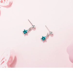 Ocean Crystal Little Star Tassel Earrings 925 Sterling Silver S-E578