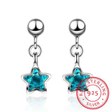 Ocean Crystal Little Star Tassel Earrings 925 Sterling Silver Gift S-E578