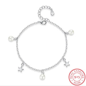 Pearl Star Bracelet 925 Sterling Silver Fine Jewelry S-B198