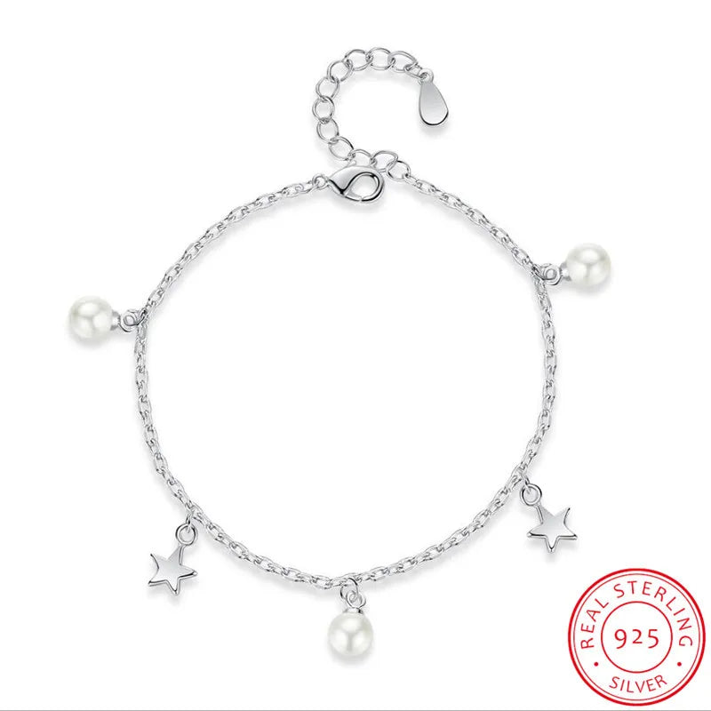 Pearl Star Bracelet 925 Sterling Silver Fine Jewelry S-B198