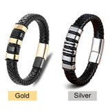 Punk Men's Buddha Bracelet Hand-woven Leather Stainless Steel Wristband