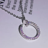 Rose Inlaid Diamond Nail Necklace Curved Round Pendant Chain