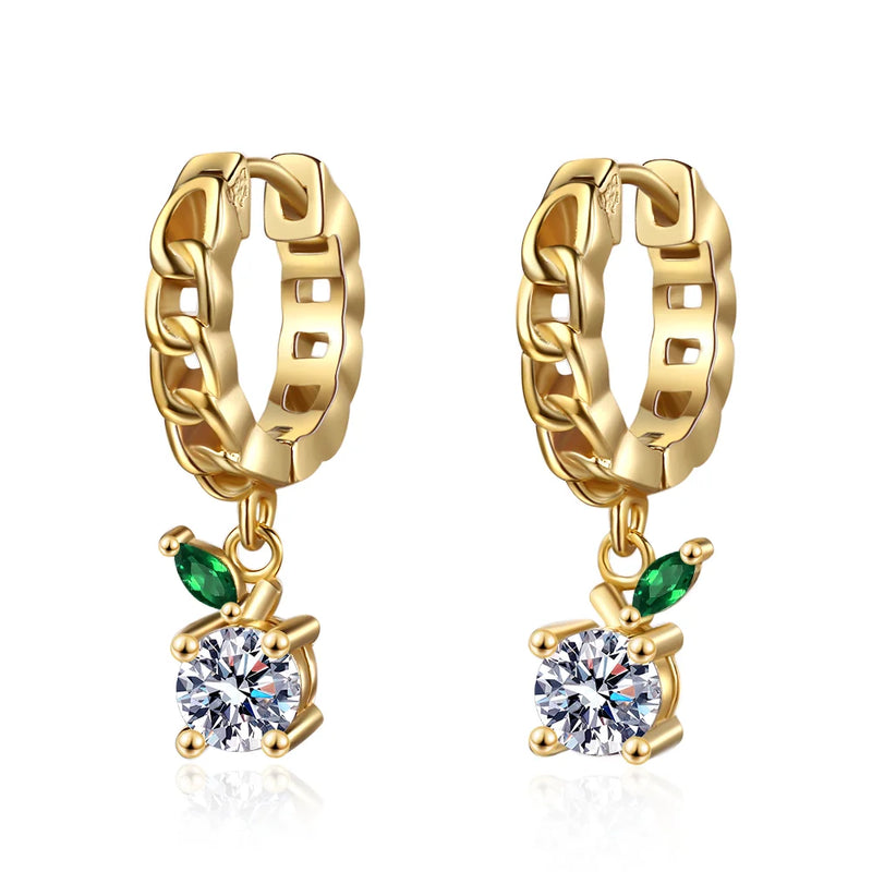 Clear Green Zircon Hoop Earrings S925 Sterling Silver Women's Jewelry